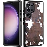 FVAENDHIO for Samsung Galaxy S25 Ultra Case, Heavy Duty 3 in 1 Hybrid Military Grade Shockproof Drop Full-Body Protective Cover for Samsung Galaxy S25 Ultra 5G 6.9" 2025, Brown Cow Print