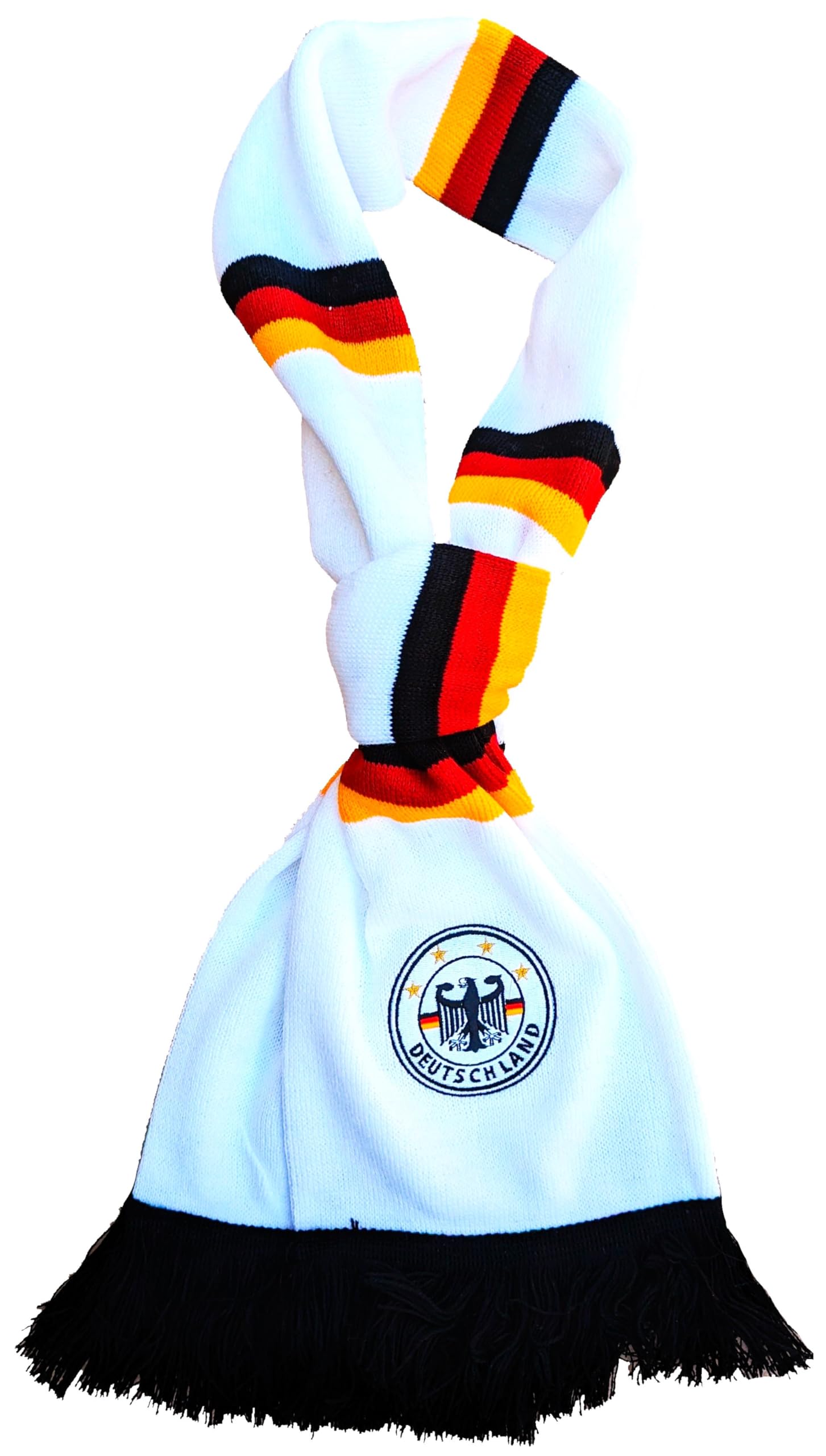 Generisch Germany Scarf 2.0 White World Cup Stars Embroidered Large, Black, Red, Yellow, White, L