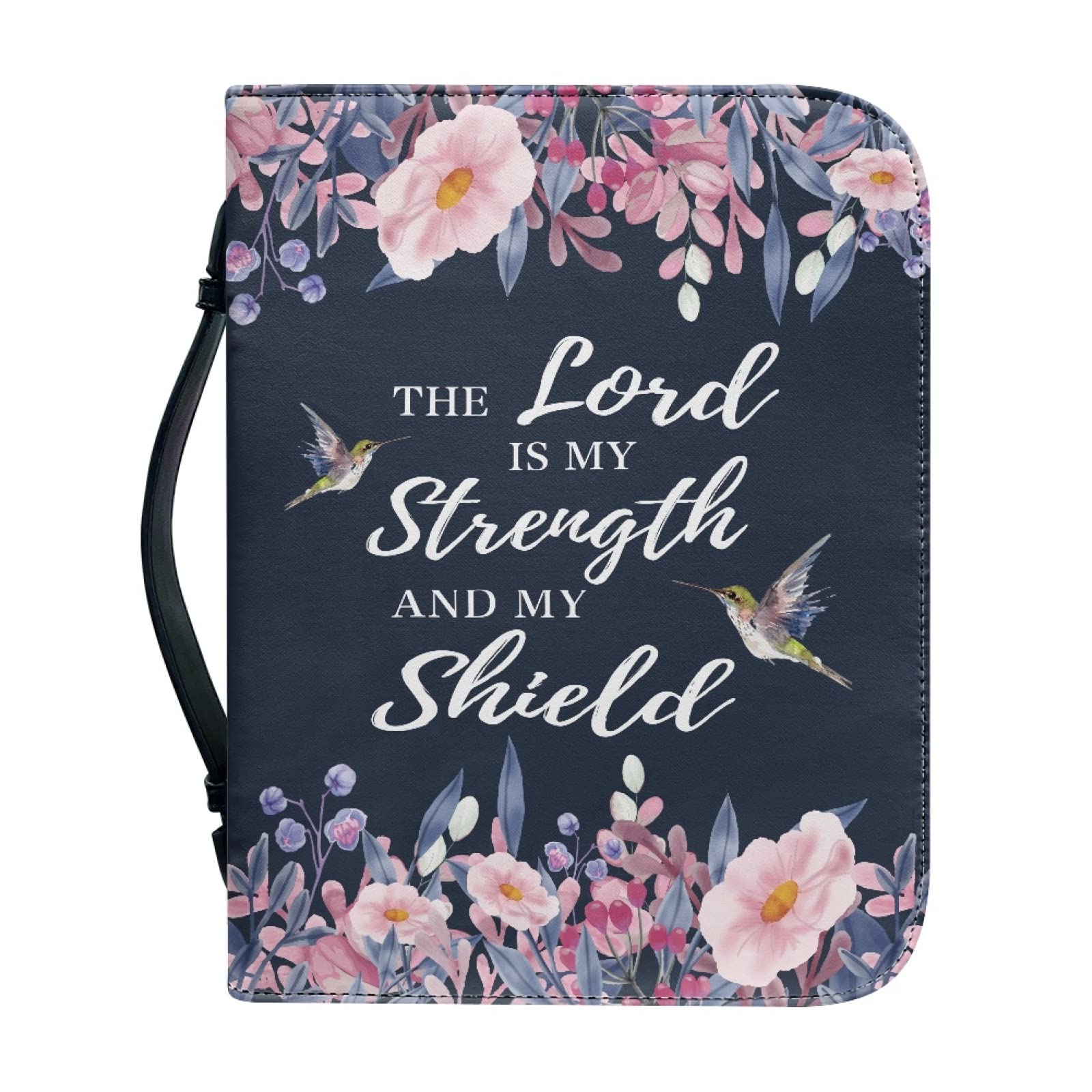 Kuiaobaty Lord Quotes Bible Book Cover with Handle, Floral PU Leather Bible Case for Mon,Daughter, Zipper Notebook Carrying Case