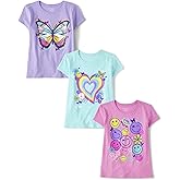 The Children's Place Girls Unicorns,Butterfly Short Sleeve Graphic T-Shirts,3 Pack