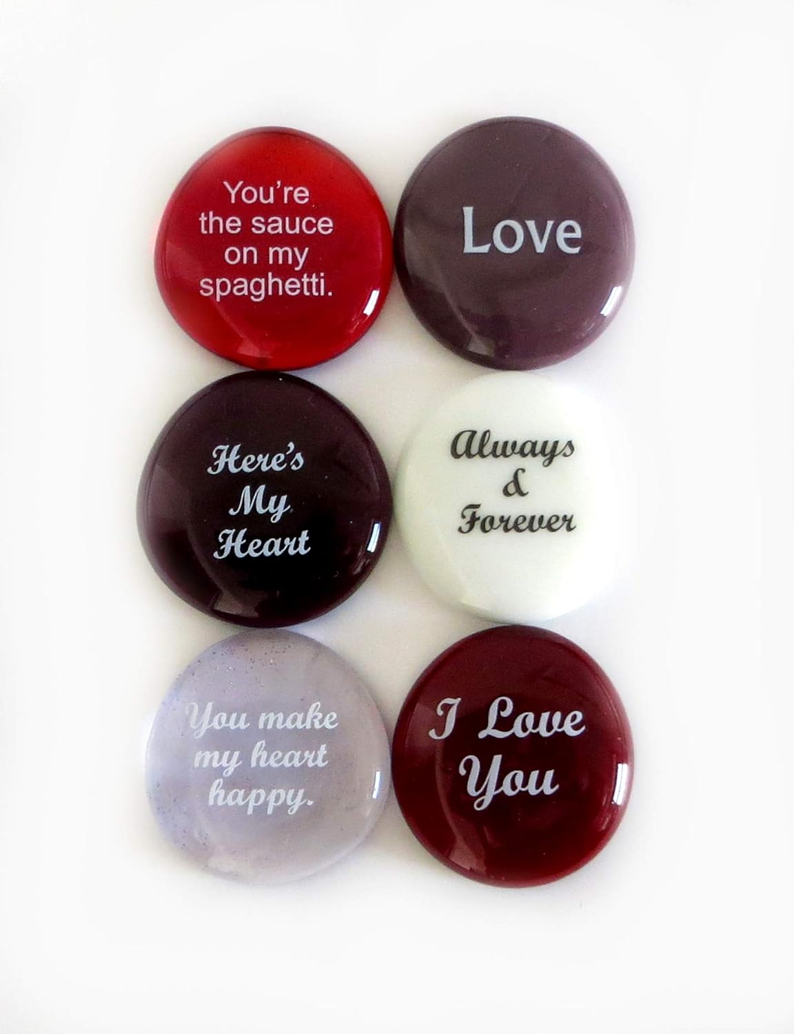 Romance Glass Stones, Messages of Love and Affection For Your Beloved. Set of Six, by Lifeforce Glass.: Home & Kitchen