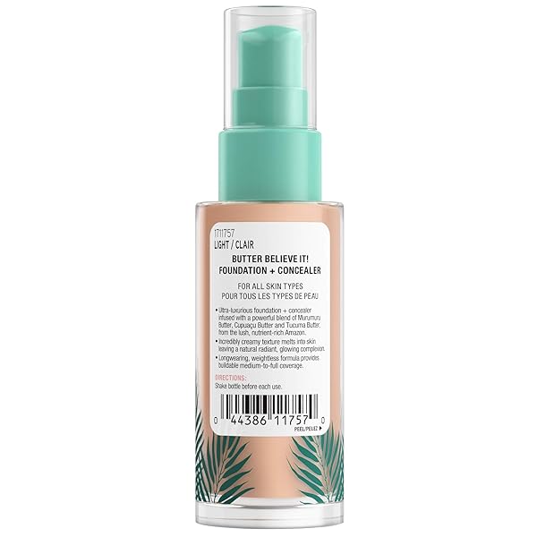 PHYSICIANS FORMULA BUTTER BELIEVE IT! FOUNDATION + CONCEALER LIGHT | DERMATOLOGIST TESTED, CLINICIALLY TESTED