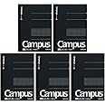 KOKUYO Campus Pre-Dotted Notebook, Semi A5, 5mm Grid Ruled - 40 Sheets - 80 Pages, Black (5 pack)
