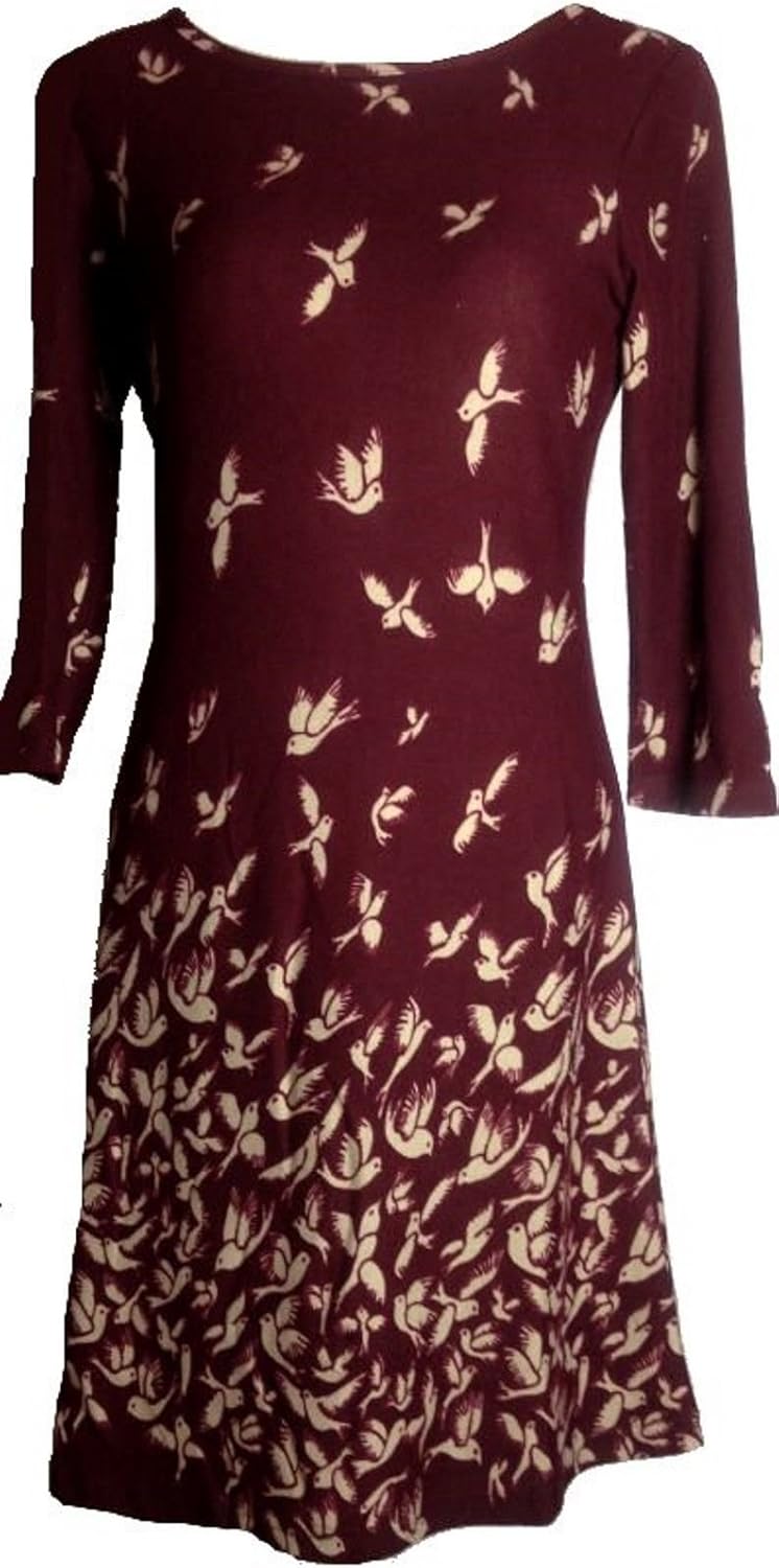 Tenki Damen 111518417150 London Schwalben Kleid Longshirt Vintage Strickkleid Boho Bird Top L/XL 