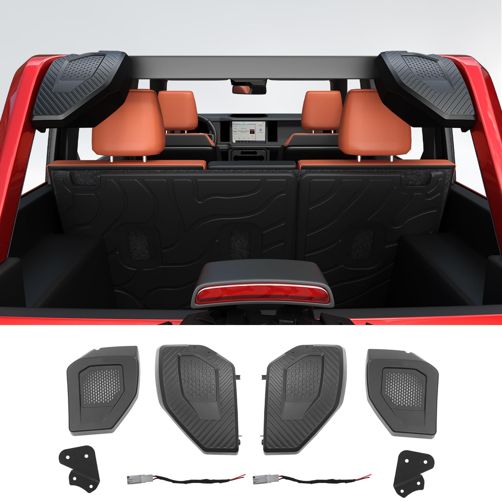 Photo 1 of Mabett Rear Speaker Pods Compatible with Ford Bronco 4-Door 2025 2024 2023 2022 2021, Upgrade 6.5" Pods for Bronco Accessories, Interior Accessories Black (NOT for Sport and Raptor)