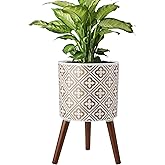 naclto 12 Inch Planter Pot with Stand,Plant Stand Plant Pot for Indoor Plants,Large Modern Flower Pots Indoor Outdoor with Drainage for Home Garden Patio, White and Gold