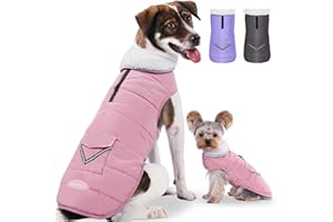 iBuddy Dog Winter Coats with Fleece Vest,Waterproof Warm Dog Snow Jacket Windproof, Reflective Adjustable Pet Dogs Cold Winter Coat for Dogs Girl Boy