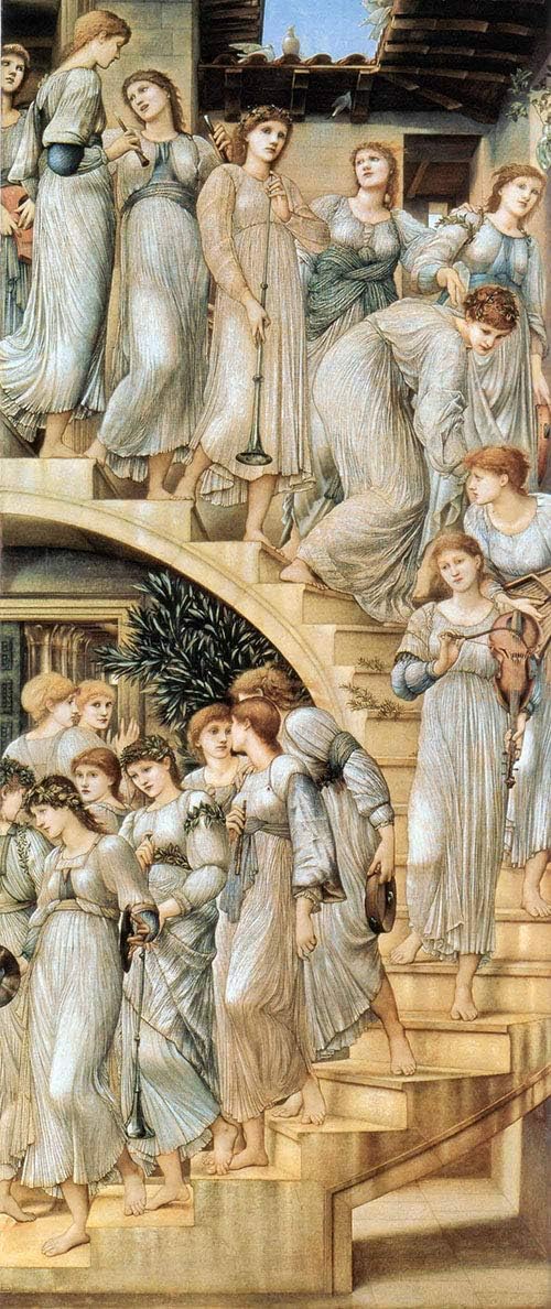 JH Lacrocon Edward Burne-Jones - The Golden Stairs Canvas Wall Art 40X90 cm - Aesthetic Paintings Reproduction Vintage Print Rolled