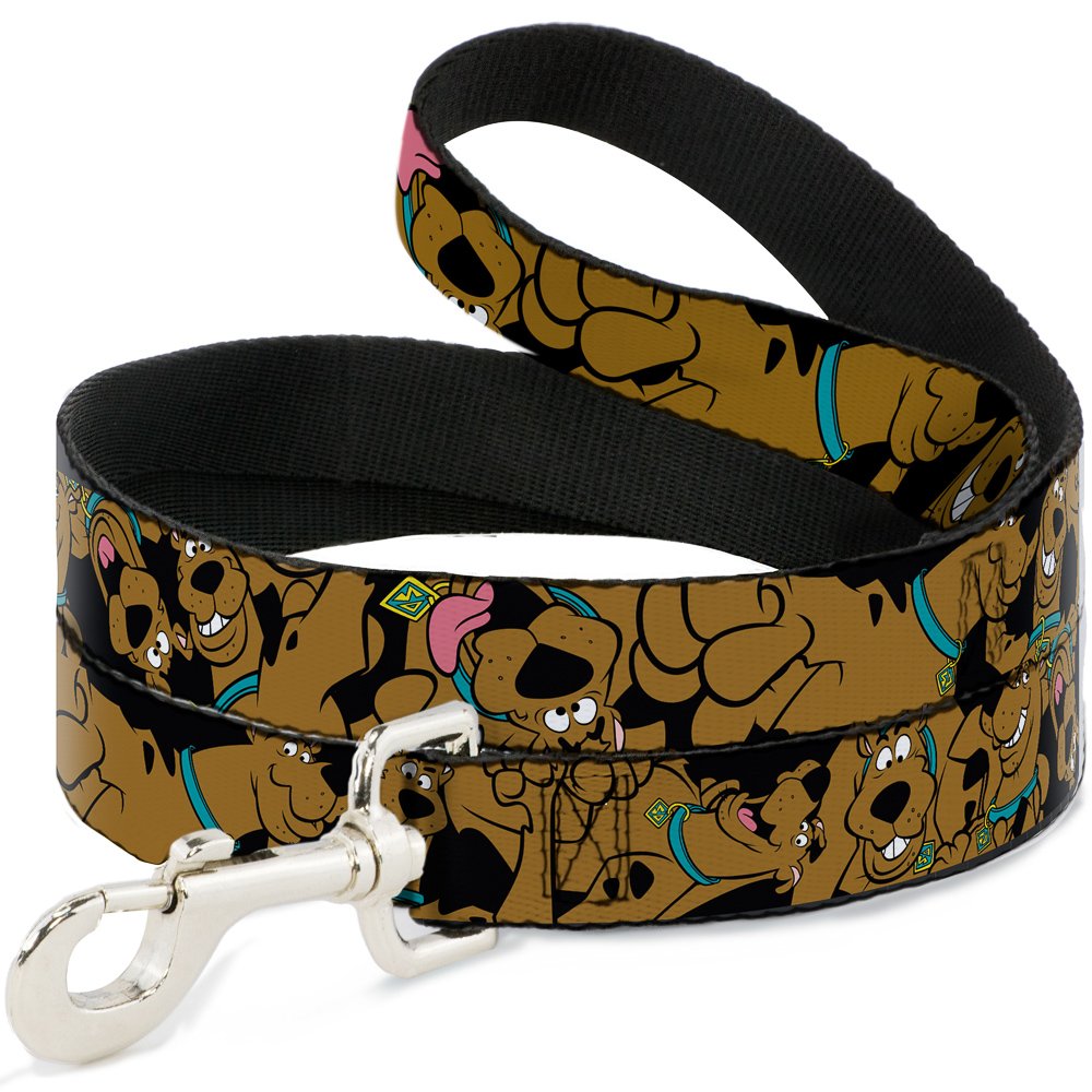 Buckle-Down Dog Leash Scooby Doo Stacked Close Up Black Available In Different Lengths And Widths For Small Medium Large Dogs and Cats, 6 Feet Long - 1/2" Wide