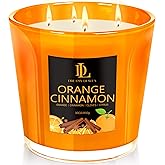 Large Fall Candle Orange Cinnamon Scented, 4 Wick Natural Soy Candles for Home Scented, 30oz Big Autumn Candle Long Lasting, Home Aromatherapy Candles Housewarming Gift for Women Men