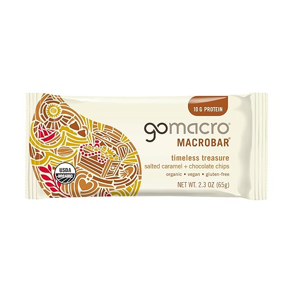 GOMACRO MACROBAR, SALTED CARAMEL & CHOCOLATE CHIPS, 2.3 OUNCE