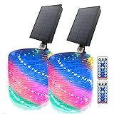 GLPE Solar Rope Lights, 2 Pack × 66FT 200LEDs