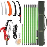 VINGLI 26FT Manual Pole Saw for Tree Trimming, Extendable Tree Pruner, Sharp Steel Blade and Scissors, High Tree Branch Cutter with Lightweight 8 Fiberglass Long Handles, for Pruning Palms and Shrubs
