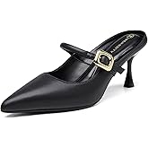 NEWBELLA Women's Pointed Toe Heeled Mules