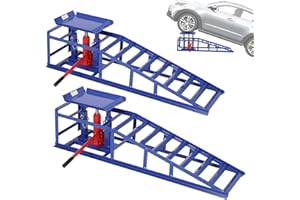 Hydraulic Car Ramps 2-Pack, 11000 LBS Low Profile Portable Car Lift Ramp for Oil Change & Garage Repair, 5 Ton Capacity Heavy