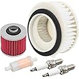 OuYi Motorcycle Air Filter & Oil Filter & Fuel Filter & Spark Plug Compatible with Yamaha XVS650 V-Star 650 Custom 1998-2011 XVS650AT V-Star Silverado 2003-2010 XVS650 DragStar 1997-2003