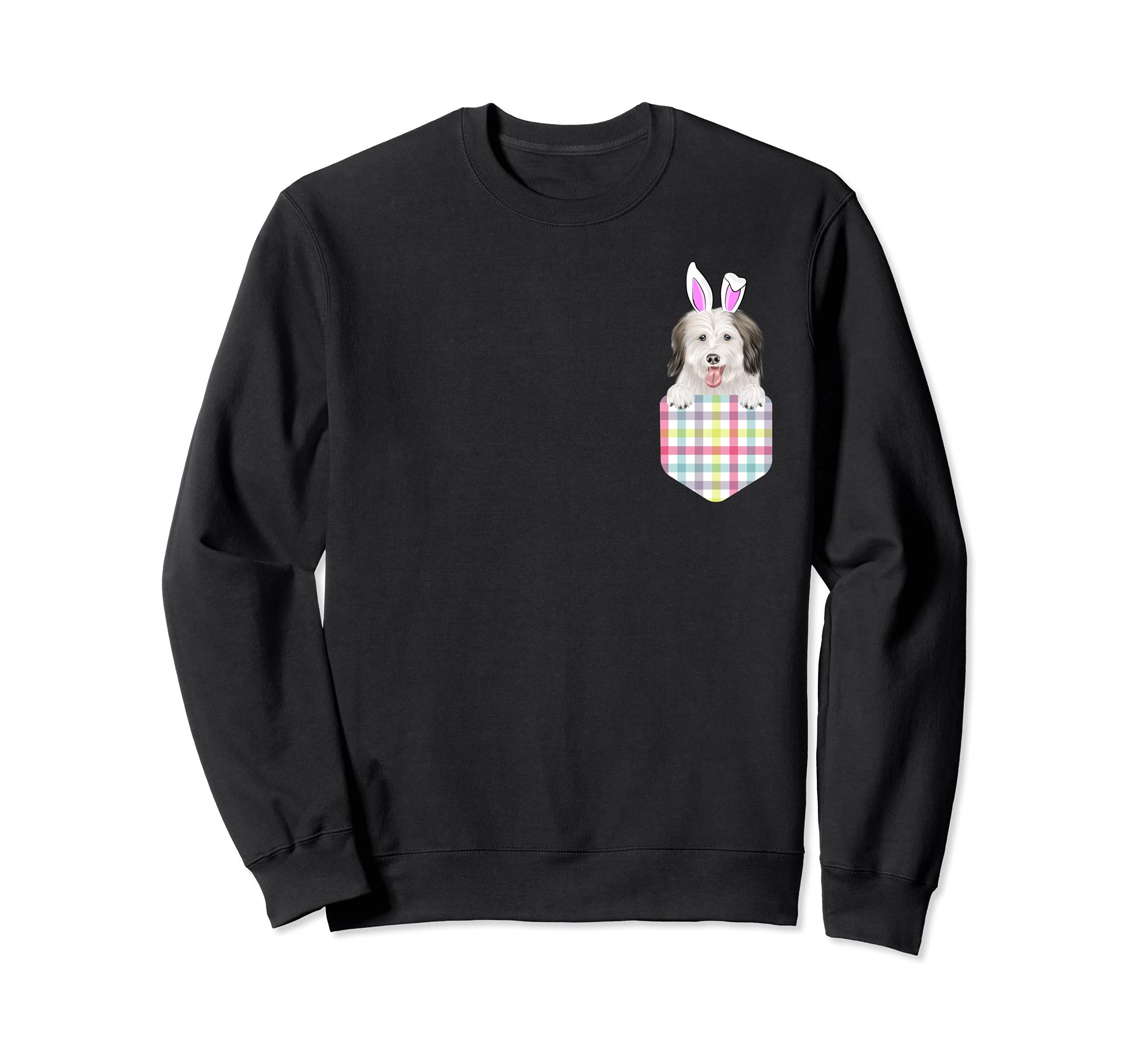 Easter Plaid Coton de Tulear Bunny Dog In Pocket Sweatshirt
