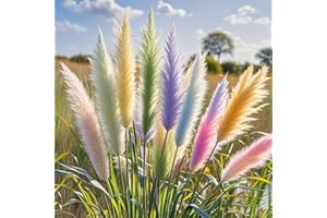 1000+ Premium Pampas Grass Seeds for Planting Heirloom Mixed Colours Tall Ornamental Grass with Feathery Plumes (Blue, White,