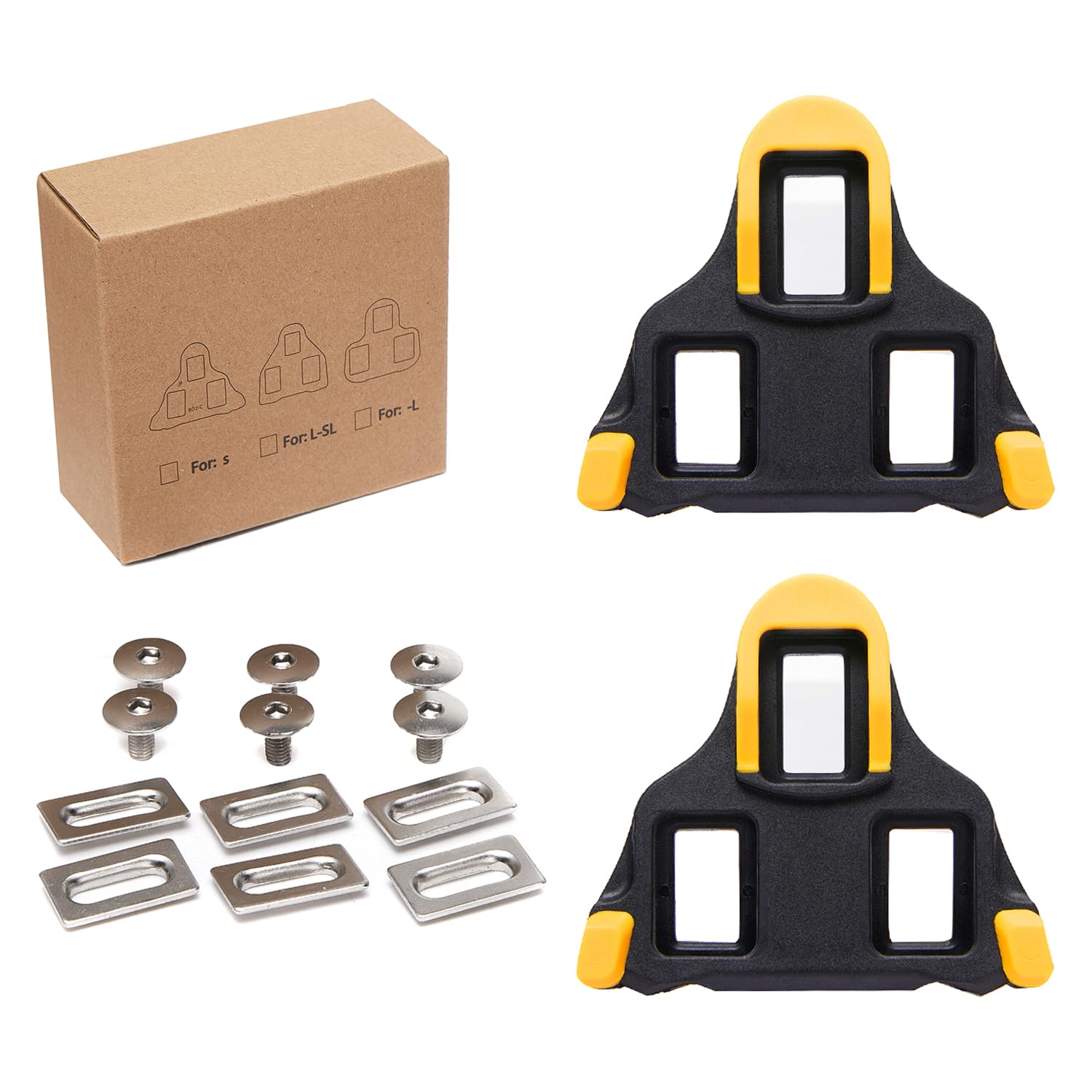 FOTGROY Bike Cleats Compatible with Shimano SPD-SL Locking Cycling Pedals Indoor Cycling & Road Bike Cleats (6 Degree Float) Black Yellow