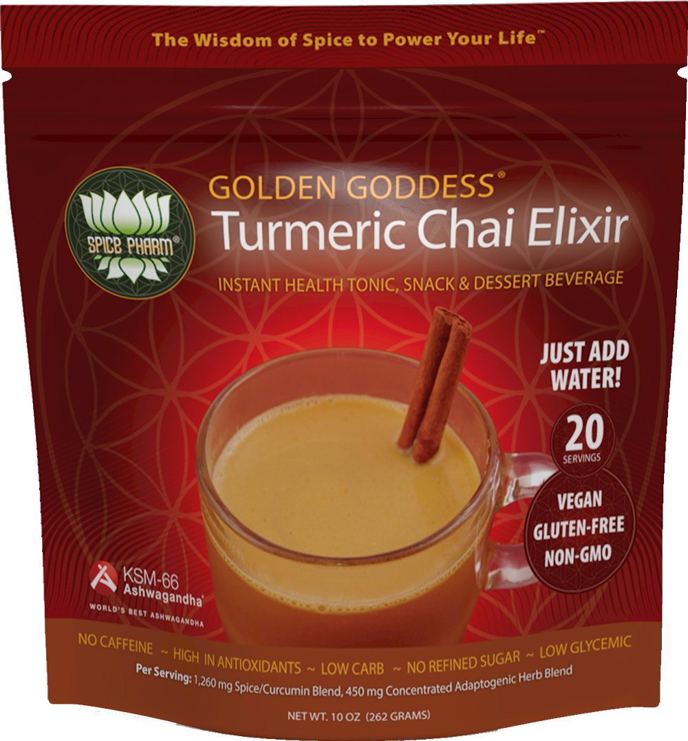 Golden Goddess Turmeric Chai: Ultimate Delicious Golden Milk, Award-Winning Weight Loss Drink + Stress Relief + Cortisol Manager + Herbal Adrenal Support with Clinically Proven KSM-66 Ashwagandha