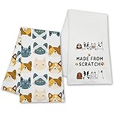 Isfvqyub Funny Orange Cats Kitchen Towels, Cute Housewarming Hand Towels Gifts for Cat Lovers Pet Owner Women Friends, Farmhouse Home Bathroom Dish Tea Towel Decor, Set of 2-13