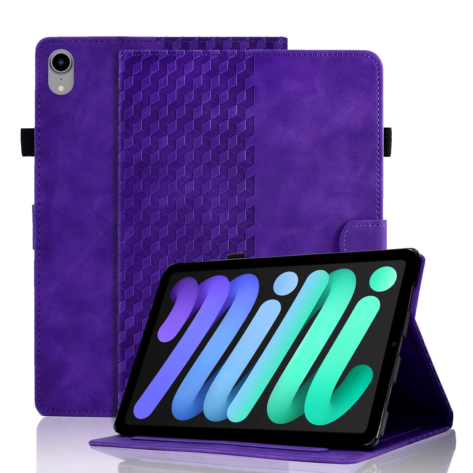 Vkooer Case for iPad Mini 7 (A17 Pro) 2024 7th Generation/iPad MINI 6th Generation 2021 8.3 inch, PU Leather Folio Flip Cover Smart Shell with Auto Sleep/Wake Multi Angle Viewing Stand, Purple