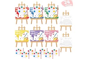 Golden Associate 24 Pcs Easel Valentines Day Cards for Kids School with Mini Watercolor Paint Sets for Classroom Exchange, Valentines Gifts Party Favors for Boys Girls