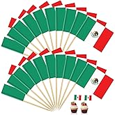 200 Pcs Small Mexico Flag Toothpick Toppers Picks, Mini Mexican Cupcake Flags on Wooden Sticks for Cinco de Mayo, Independence Day, Patriotic Parties, Drinks, Cocktails, Desserts and Table Decorations