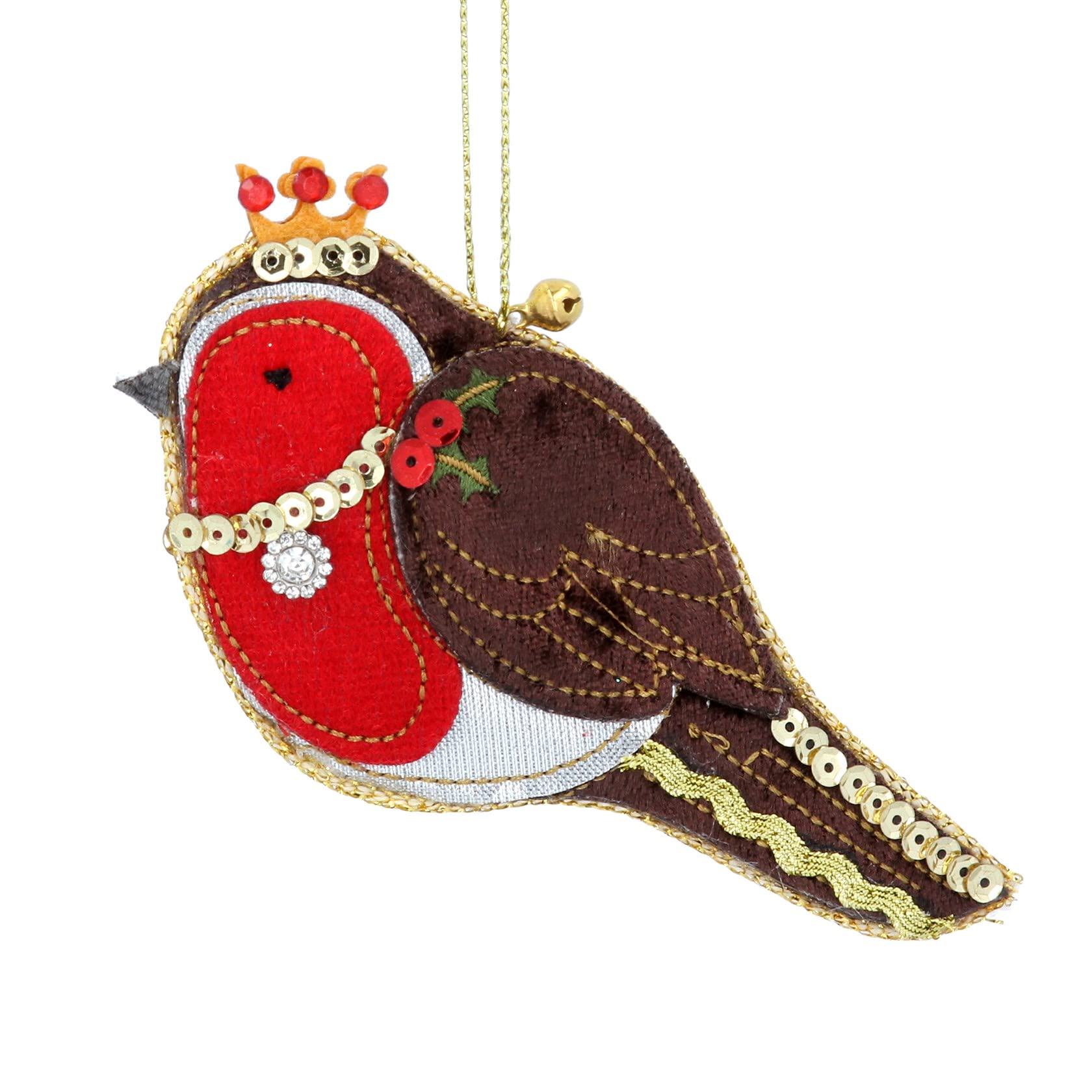 Gisela Graham Luxury Robin Fabric Christmas Tree Decoration