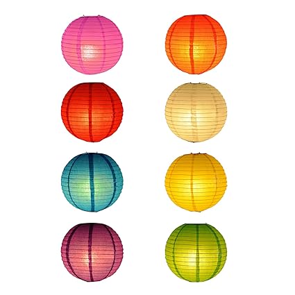 TSSS 8STK 12 Zoll Mehrfarbig Lampions aus Papier für Hochzeit Partei Dekoration Veranstaltung Feiern Fest
