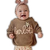 Personalized Hand Embroidered Knit Name Jumper, Custom Infant Christmas Sweater, Chunky Oversized Kids Sweater Multi