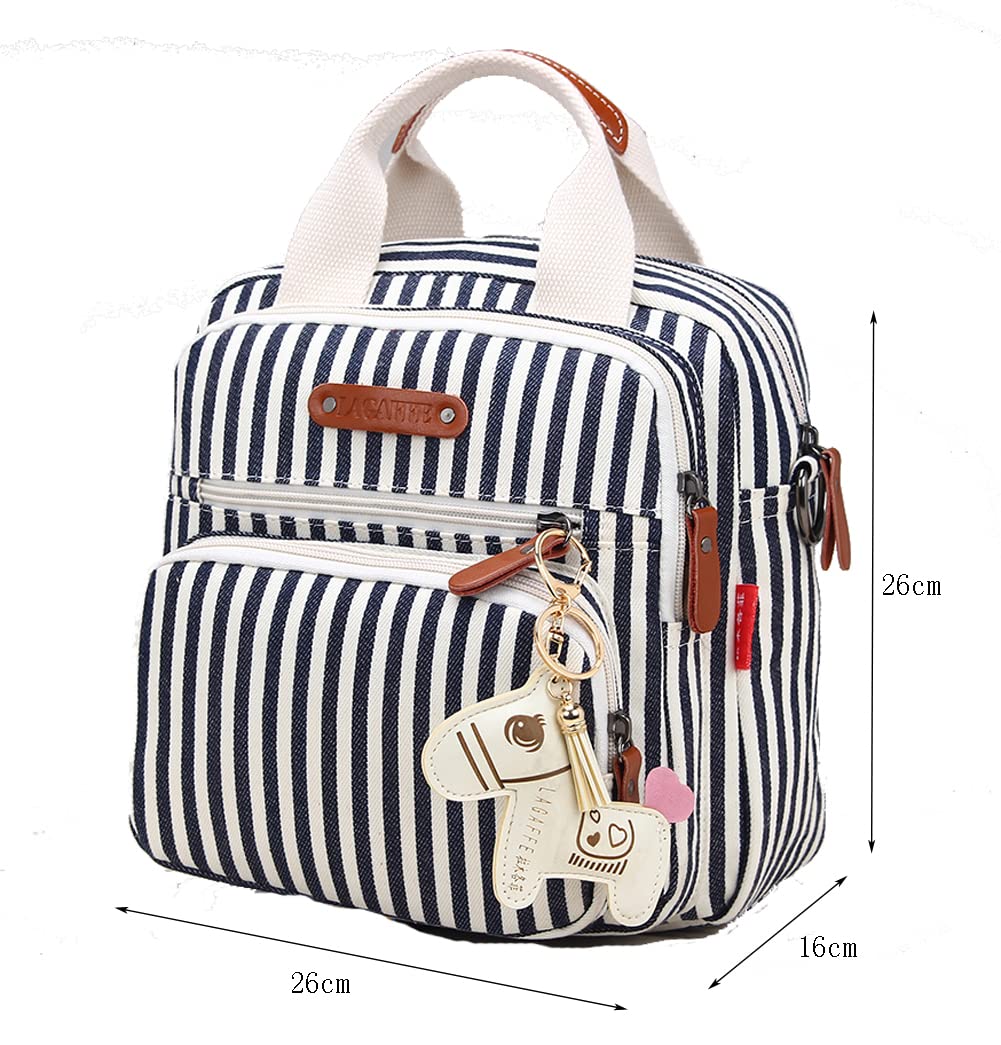 LCY Mini Multi-function Diaper Bag Tote Messenger Backpack-Stripes