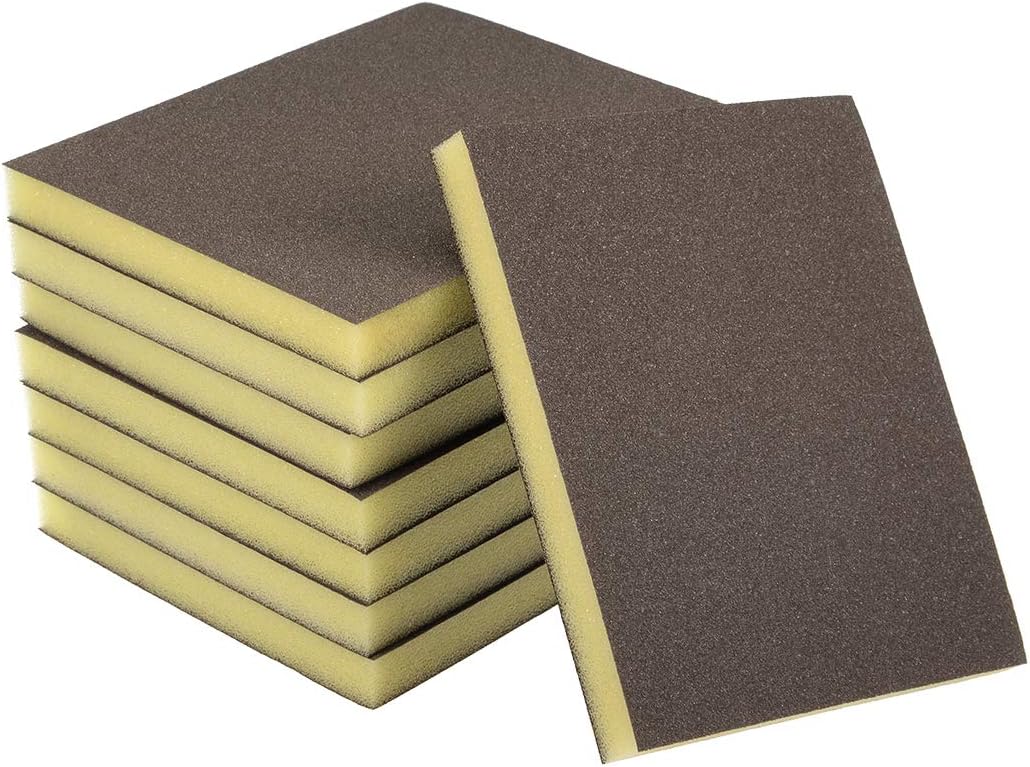 sourcing map Sanding Sponge Blocks 150-Grits Medium Grit Sand Block Pad for Kitchen Metal/Drywall/Wood 8pcs