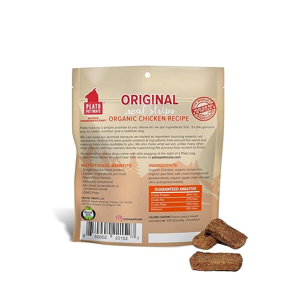 PLATO ORIGINAL REAL STRIPS ORGANIC CHICKEN 3OZ, NATURAL (850002221527)