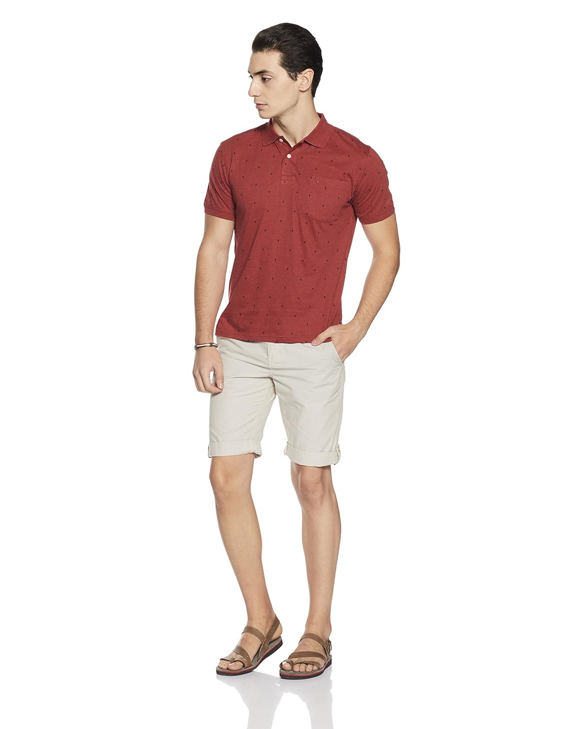 allen solly men's printed regular fit cotton polo