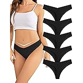 voenxe Seamless Women Thongs,No Show Ladies Underwear,Invisible Comfy Spandex Soft Panties,Low Rise for Gym,Workout,5 Pack