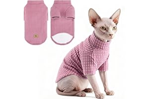 KOOLTAIL Cat Sweater for Sphynx - Soft Fleece Sweaters for Cats Only, Elastic Pet Clothes with Sleeves, Thick Winter Warm Cold Weather Apparel for Hairless Cat, Puppy Pajamas for Small Dogs, Pink M