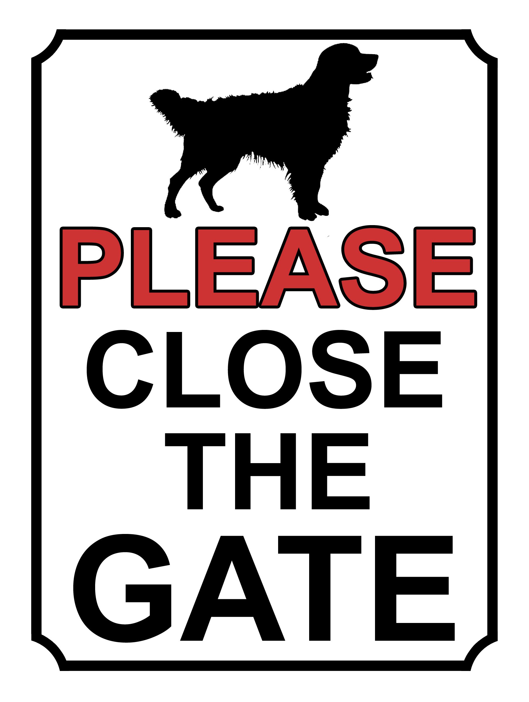 SHAWPRINT PLEASE CLOSE THE GATE DOG THEME METAL SIGN 267MM X 200MM (415H1L) LARGE 10" X 8"