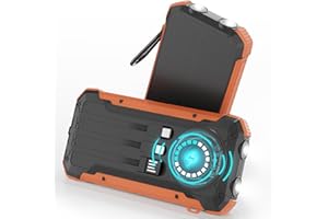 ERRBBIC Solar Charger Power Bank 20000mAh, Portable Wireless Charger, 15W Fast Charging External Battery Pack with Dual Flashlight and USB C Outputs. Outdoor Mobile Power Compatible with Cell Phones