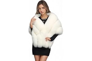 ELFJOY Luxury Faux Fur Shawl for Women Winter Fur Coat Wedding Party Fur Stole Wraps for Evening Dresses