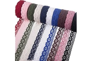 SUYUN WELL 50 Yards 1.13 inch Wide Lace Trim Lace Ribbon Crochet Lace Scalloped Edge for Bridal Wedding Decoration Christmas Package DIY Sewing Craft 5 Yards Each (10 Mix Colors, 1.13inch)
