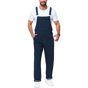 AOBUTE Mens Denim Bibs Overalls Pants Work Casual Jumpsuit