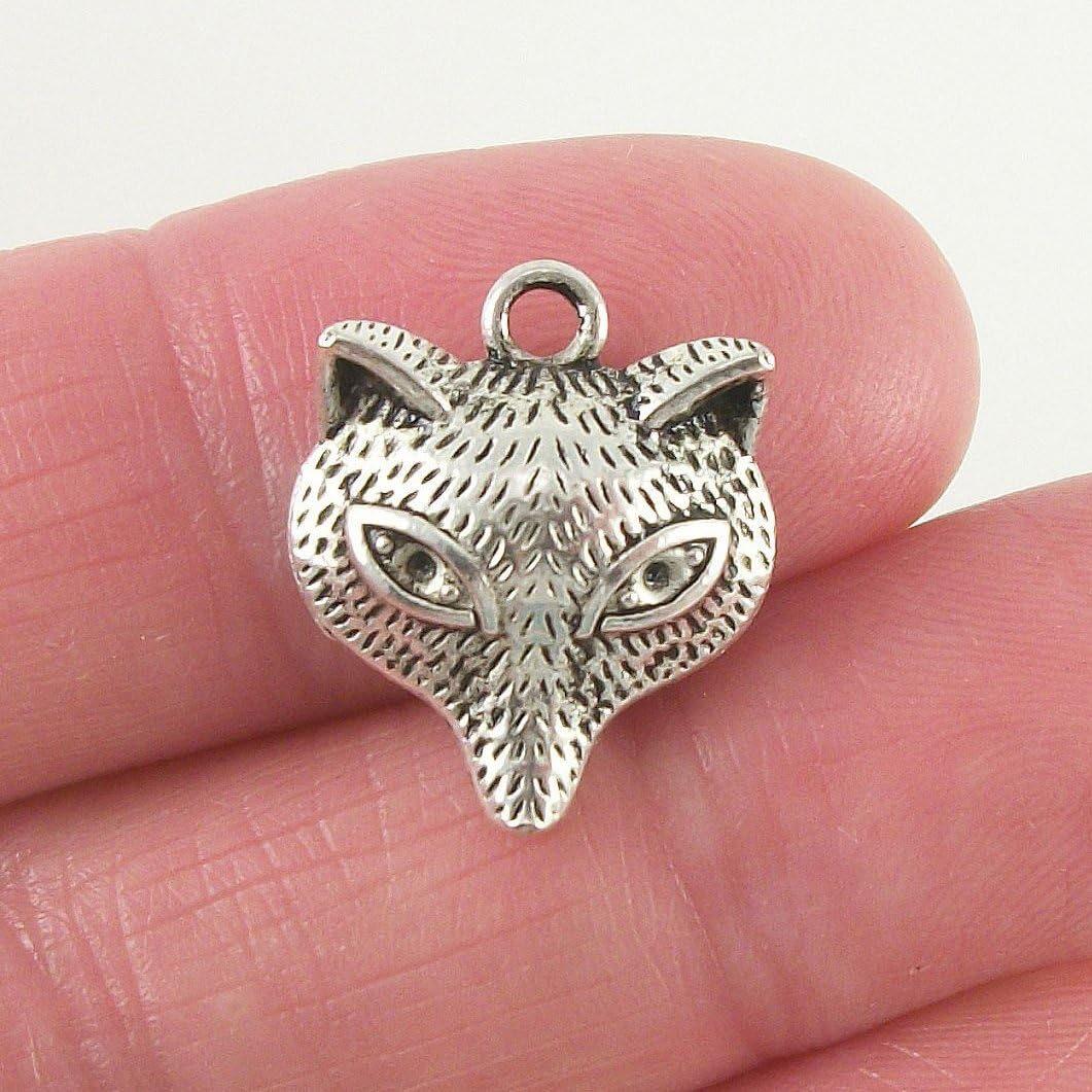 10 pc Fox Charm Animal Charm 18x15mm, Antique Silver (NS673)