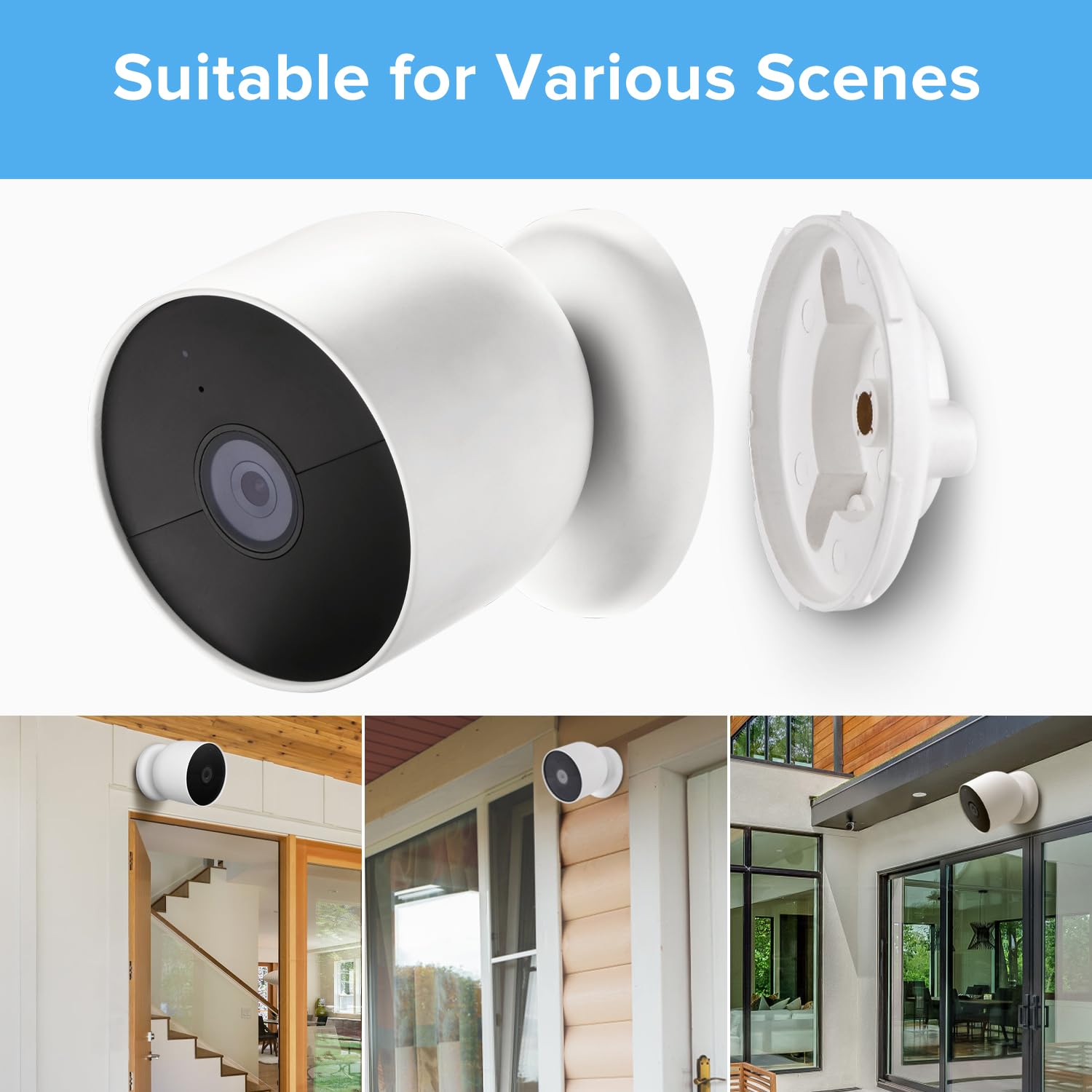 wochel 2Pack Mounting Plate Compatible with Google Nest Cam Outdoor (Battery) Camera, Replacement for Original Nest Cam Bracket, Wall Mount for Google Nest Cam - White