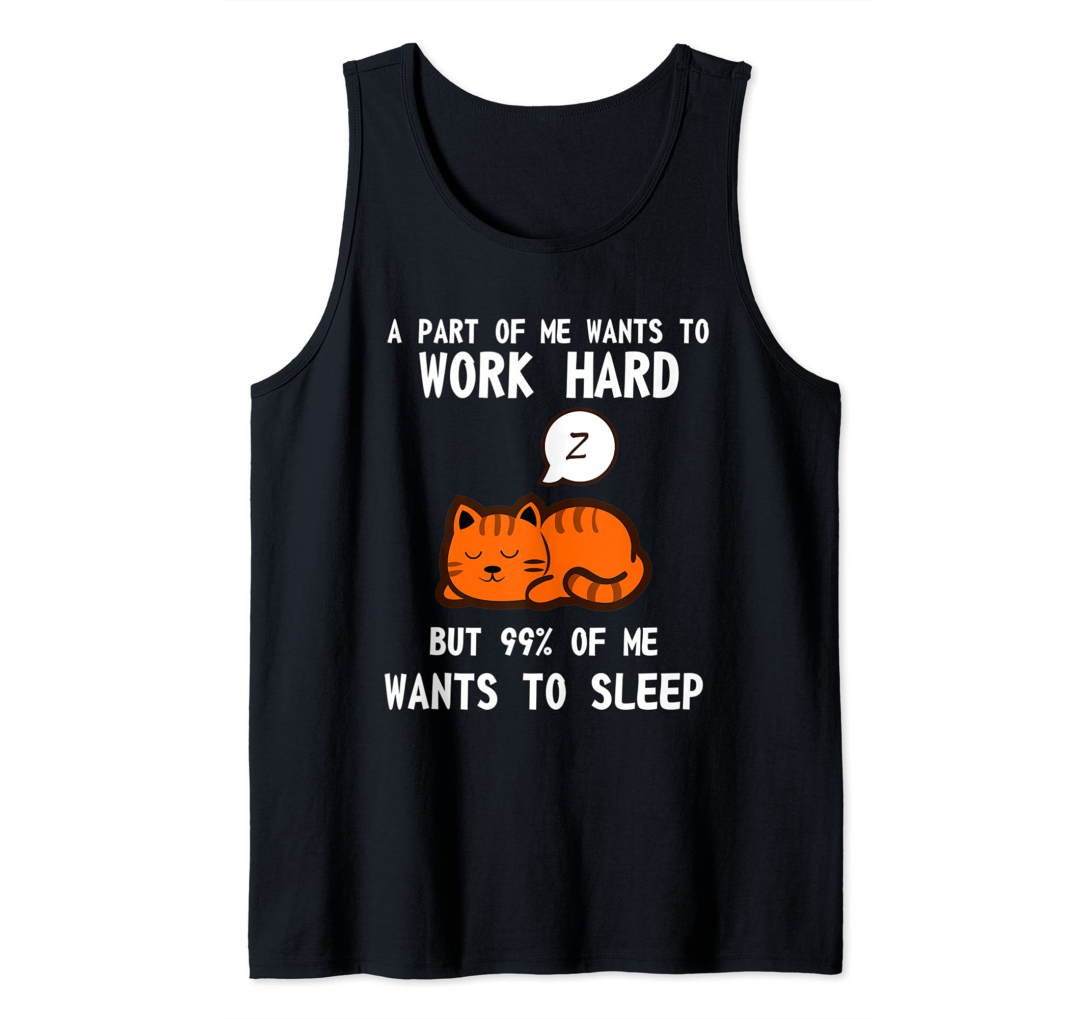 Lazy Cat Sleeping Tired Work Motivation Tank Top