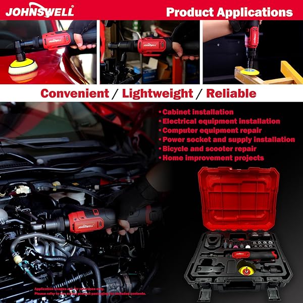 JOHNSWELL 12V CORDLESS BRUSHLESS RATCHET WRENCH + DIE GRINDER + SCREWDRIVER KIT(3-IN-1), 7-SPEED CONTROL,18,000 RPM, 2 BATTERIES