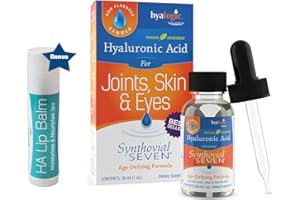Hyalogic Liquid Synthovial Seven - Oral Hyaluronic Acid Supplement 1oz with Bonus Lip Balm HA Stick - Skin, Body and Lip Hydration