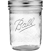 Ball Glass Mason Jar with Lids and Bands, Wide Mouth, Pint Size, 16 OZ