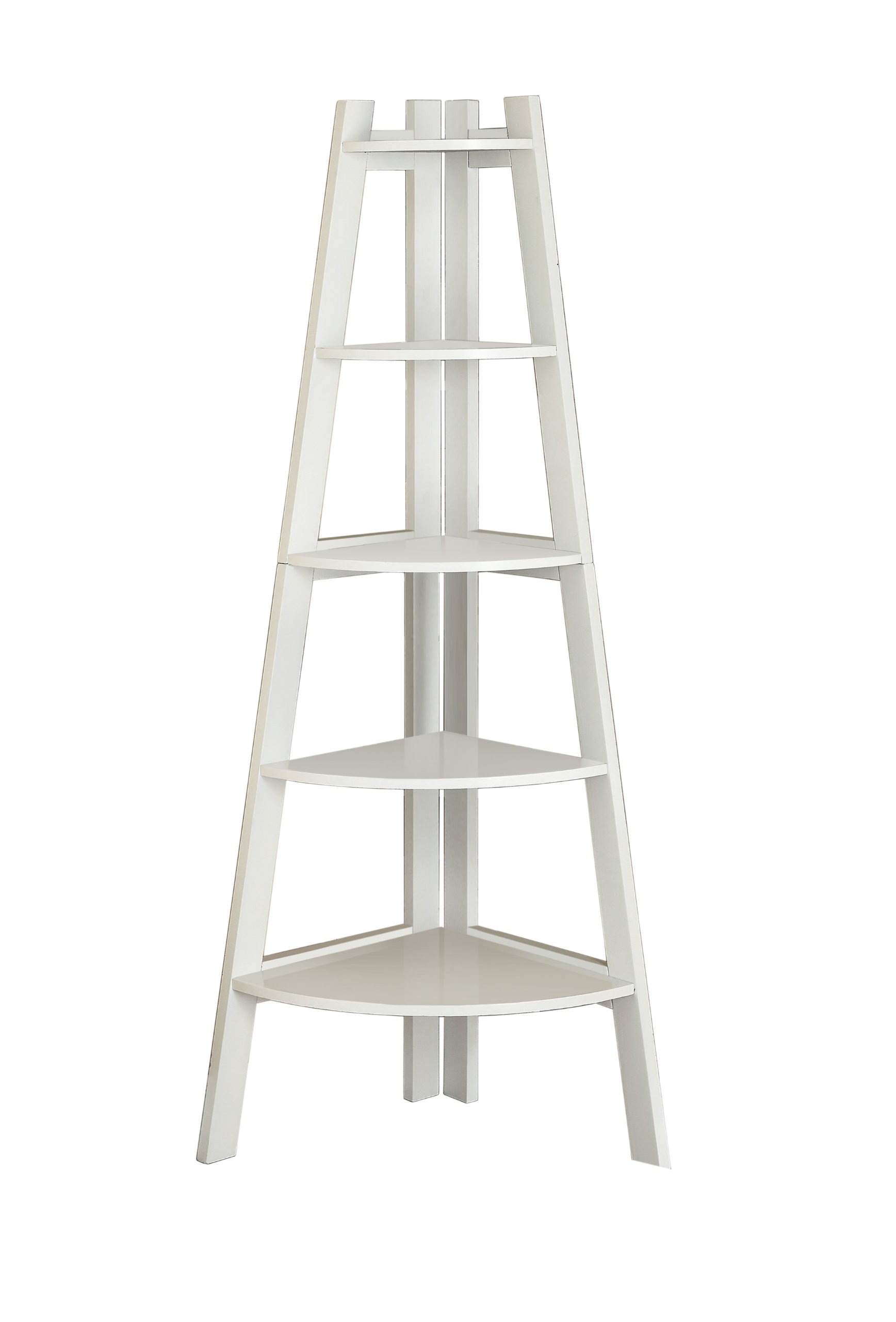 Furniture of America Andrea 5Tier Corner Bookshelf, White LAVORIST