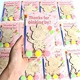 12 Pack Pig Party Favors for Kids - Individually Wrapped Oinking Magnet Craft Painting Kits for Kids Birthday, Preschool Classroom or Farm-Themed Party
